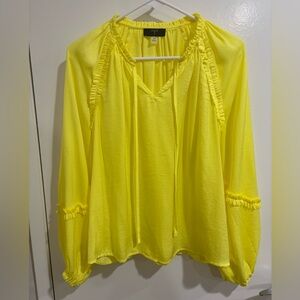 TAHARI Like New Yellow Balloon-sleeve Blouse, Small